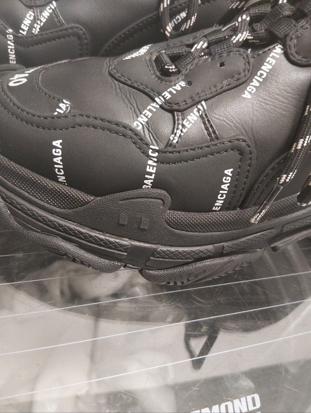 Balenciaga Black Triple S Lace-Up allover Logo Sneakers(Yes Their Real!!!) - Picture 5 of 16